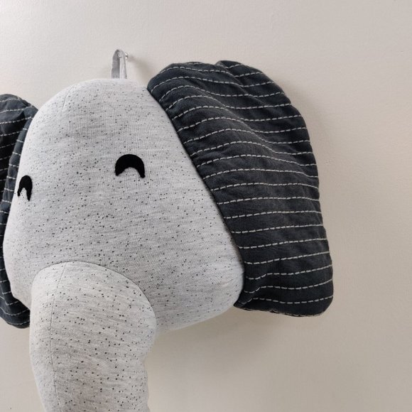 Plush Elephant Head Humane Trophy Stuffed Decor Nursery Wall Hanging - Picture 3 of 10